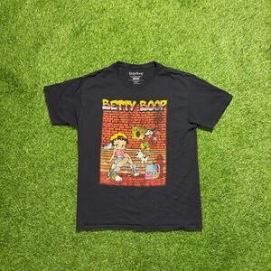 Betty Boop Graphic T-Shirt Black Cartoon Streetwear Tee Size Medium/Large